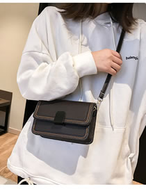 Fashion Dark Brown Square Shape Design Pure Color Shoulder Bag