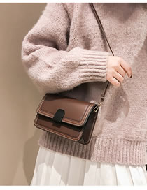 Fashion Light Brown Square Shape Design Pure Color Shoulder Bag