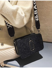 Fashion Black Letter Pattern Square Shape Shoulder Bag