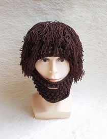 Lovely Brown Pure Color Decorated Weird Knitted Hat