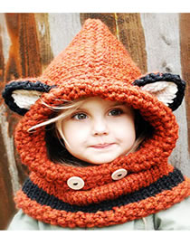 Lovely Orange Fox Shape Design Child Knitted Hat