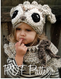 Lovely Khaki Owl Shape Design Pure Color Child Hat(2pcs)