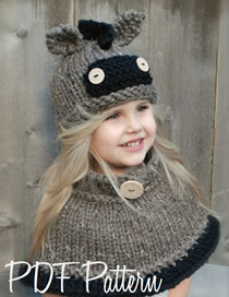 Lovely Gray Donkey Shape Design Pure Color Child Hat(2pcs)