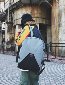 Fashion Light Gray Letter D Pattern Design High-capacity Backpack