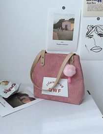 Fashion Pink Fuzzl Ball Decorated Shoulder Bag