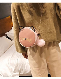 Fashion Pink Cat Shape Design Pure Color Shoulder Bag