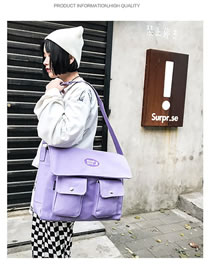 Fashion Purple Letter Pattern Design High-capacity Bag