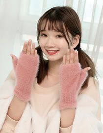 Fashion Pink Pure Color Design Warm Gloves