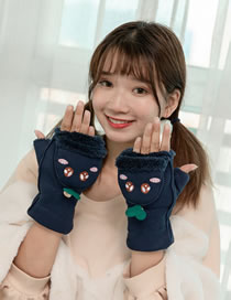 Fashion Navy Cartoon Eyes Pattern Decorated Warm Gloves