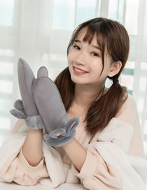Fashion Gray Cartoon Ears Shape Decorated Warm Gloves