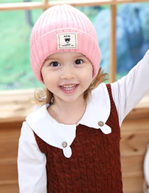 Fashion Pink Label Decorated Pure Color Child Knitted Hat