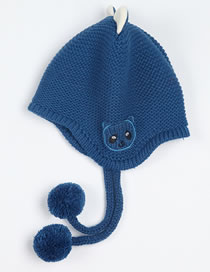 Fashion Blue Cartoon Panda Decorated Baby Hat