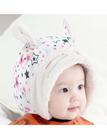 Fashion White Star Pattern Decorated Warm Baby Hat
