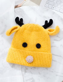 Fashion Yellow Cartoon Deer Decorated Baby Knitted Hat
