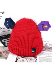 Fashion Red Ears Shape Decorated Child Knitted Hat