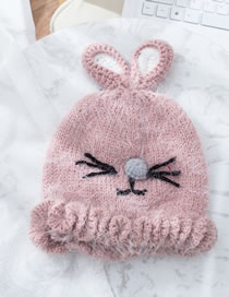 Fashion Purple+pink Cat Shape Design Pure Color Child Knitted Hat