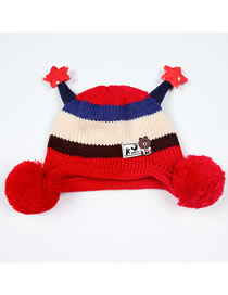 Fashion Red Stripe Pattern Decorated Child Knitted Hat