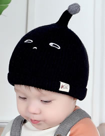 Fashion Black Pure Color Design Baby Knitted Hat