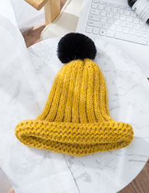 Fashion Yellow Fuzzy Balls Decorated Child Knitted Hat