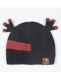 Fashion Black Antlers Shape Decorated Child Knitted Hat