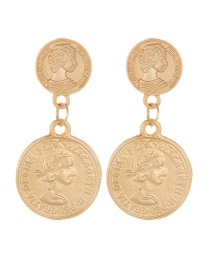 Fashion Gold Color Double Round Shape Design Simple Earrings