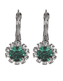 Fashion Green Round Shape Diamond Decorated Earrings