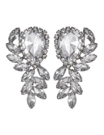 Fashion Silver Color Full Diamond Design Pure Color Earrings