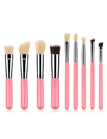 Fashion Pink+beige Round Shape Design Cosmetic Brush(9pcs)