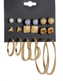 Fashion Gold Color Circular Ring Design Earrings(18pcs)