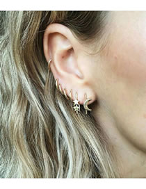Fashion Gold Color Moon&star Shape Design Earrings Sets