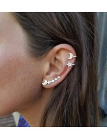 Fashion Silver Color Moon&star Shape Design Earrings Sets