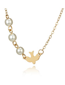 Fashion Gold Color Bird&pearl Pendant Decorated Choker