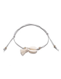 Fashion Gray+beige Shell&tassel Decorated Simple Anklet