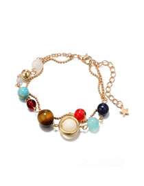 Fashion Gold Color Beads Decorated Double Layer Anklet