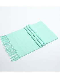 Fashion Pale Green Tassel Decorated Pure Color Scarf