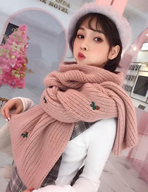 Fashion Pink Cactus Pattern Decorated Thicken Scarf