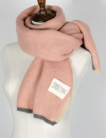 Fashion Pink Label Decorated Knitted Thicken Scarf
