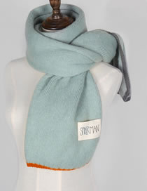 Fashion Pale Green Label Decorated Knitted Thicken Scarf