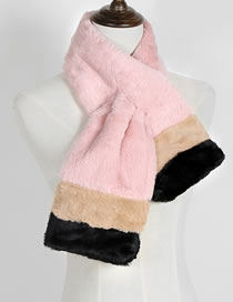 Fashion Pink+black Color Mactching Design Thicken Scarf