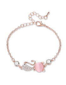 Fashion Rose Gold+pink Cartoon Fox Decorated Bracelet