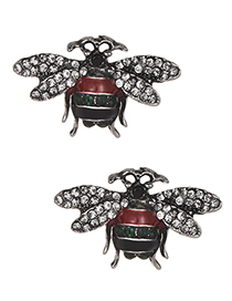 Fashion Red+black Bee Shape Design Color Matching Earrings