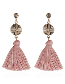 Fashion Pink Round Shape Design Tassel Earrings
