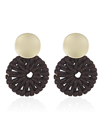 Fashion Brown Round Shape Design Weaving Earrings