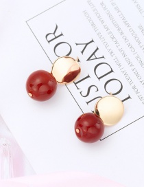 Fashion Claret Red Round Shape Design Simple Earrings