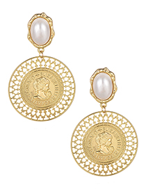 Fashion Gold Color Hollow Out Round Shape Design Earrings