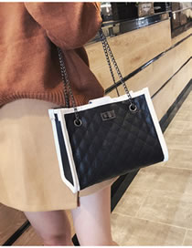 Fashion Black Grid Shape Design High-capacity Handbag