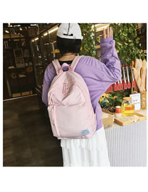 Elegant Pink Label Decorated Pure Color Backpack