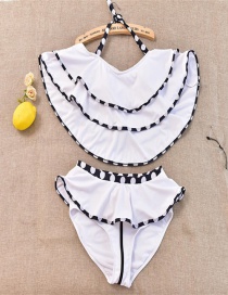 Sexy White Off-the-shoulder Design Split Swimwear
