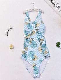 Sexy Multi-color Leaf Pattern Design One-piece Swimwear
