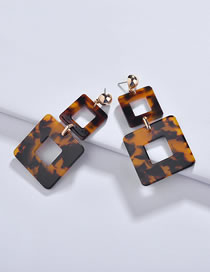 Fashion Yellow+black Square Shape Decorated Earrings